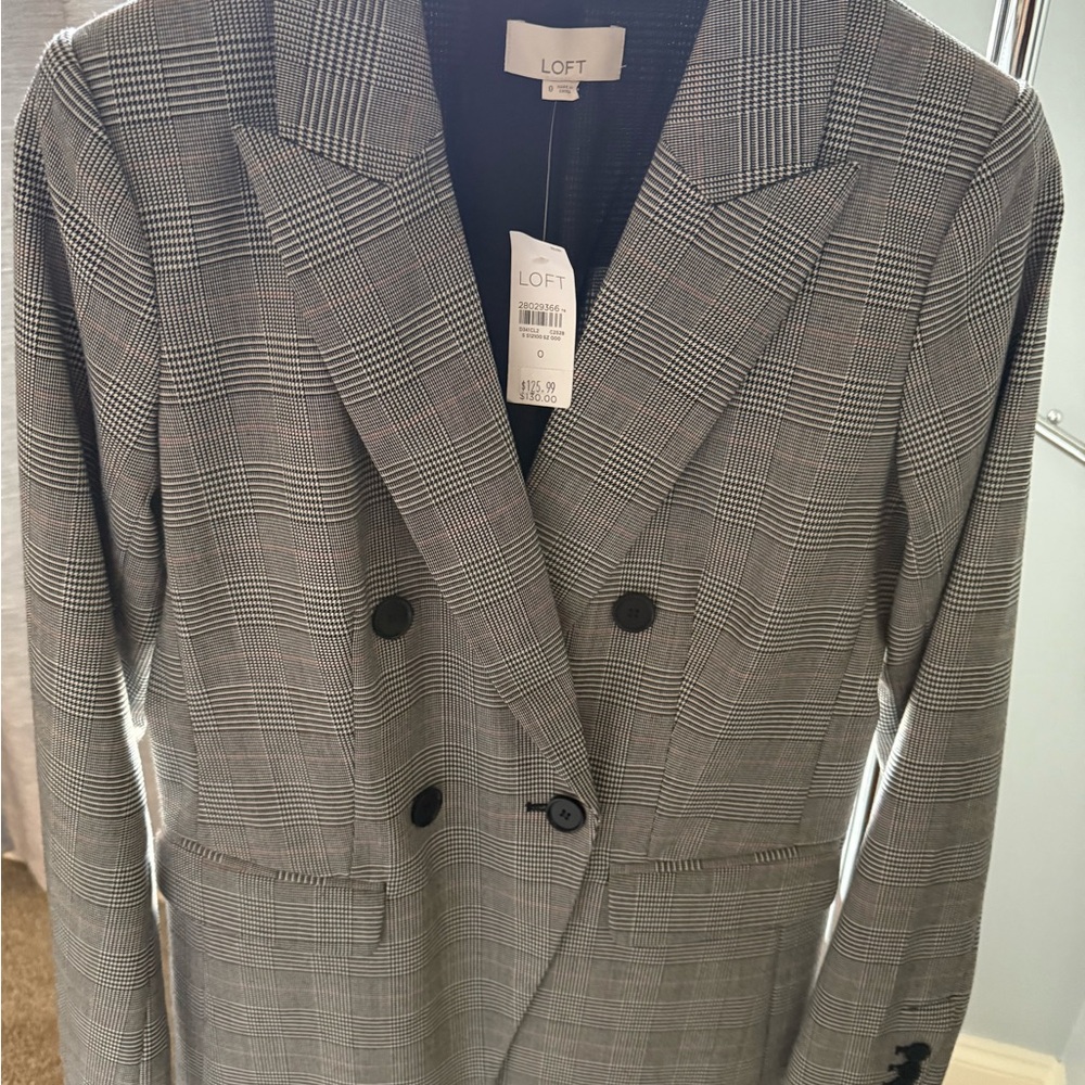 LOFT Black and White Checkered Blazer
